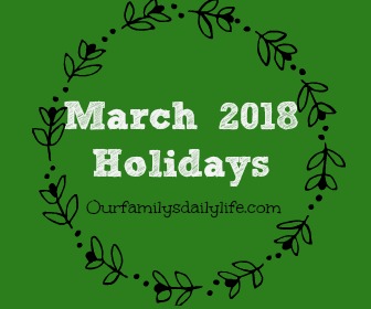 March 2018 holidays